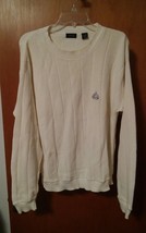 VTG Izod USA Made 100% Cotton Sweater Crest Emblem On Front White Small - £31.23 GBP