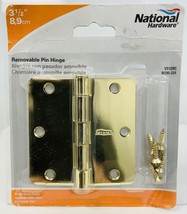 National Hardware N190-231 V512RC Door Removable Pin Hinge, 3.5"- Bright Brass - £5.67 GBP