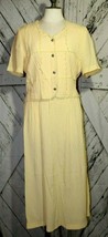 Vintage Miss Dorby Yellow Jacket Long Dress Tie Back Crinkle Fabric Size 10  - £19.55 GBP