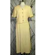 Vintage Miss Dorby Yellow Jacket Long Dress Tie Back Crinkle Fabric Size... - £19.75 GBP