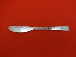 Rose Motif by Stieff Sterling Silver Butter Spreader Flat Handle 6&quot; - £38.06 GBP