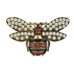 Honey bee brooch gold silver plated stunning diamonte celebrity queen pin u14 - £17.97 GBP
