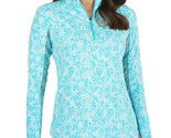 NWT Ladies IBKUL Abstract Skin Turquoise Long Sleeve Mock Golf Shirt - S... - £51.95 GBP