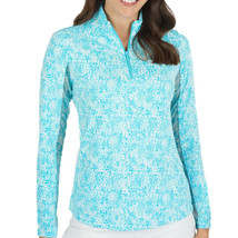 NWT Ladies IBKUL Abstract Skin Turquoise Long Sleeve Mock Golf Shirt S XL XXL - £51.12 GBP