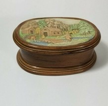 Hershey Mold Oval Salt Well Trinket Dish Ceramic Vintage Pioneer Log Cabin 2 Pc - £8.65 GBP