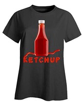 Ketchup Condiment Easy Halloween Costume Tshirt Set - Ladies T-Shirt Black - £26.26 GBP