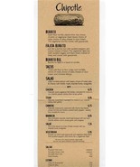 Chipotle Menu Pick Your Style Start Filling Pay Up Chow Down  - £10.89 GBP