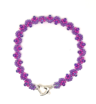 Neon Bright Purple Bracelet Summer Colors Minimalist 7&quot; - £7.75 GBP