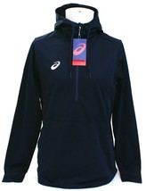 Asics Dark Blue Tricot 1/2 Zip Lightweight Hoodie Men&#39;s NWT - £45.61 GBP