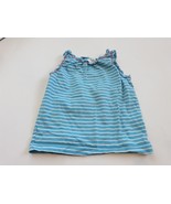 Hanna Andersson sleeveless girls blue white striped top shirt 120 6/7 EUC - $9.46