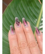 Chrome Aura Snake Nails – Iridescent Press On Nails with 3D Black Snake ... - $24.99