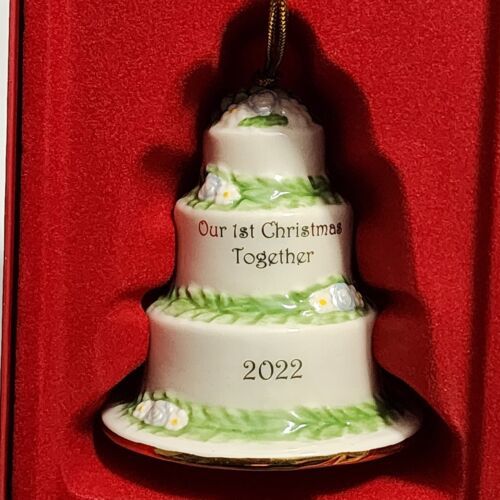 Lenox Our First Christmas Together 2022 Cake Porcelain Holiday Ornament 3.25" - £15.81 GBP