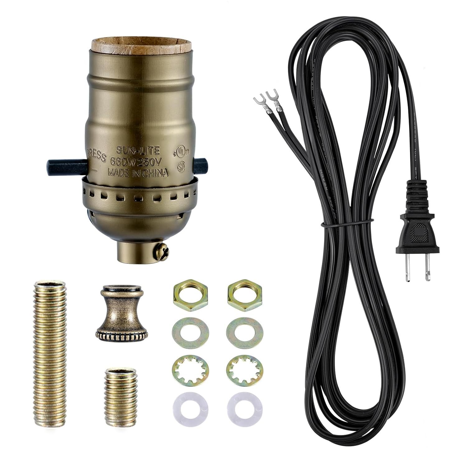 Lamp Rewire Kit,Lamp Socket Replacement Kit,Antique Brass Light, Bronze, 1 - $16.98