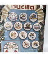 Bucilla 1993 Santas Workshop Counted Cross Stitch 3in Set of 12 Ornament... - £10.95 GBP