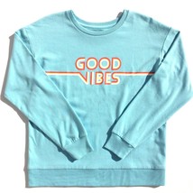 Joe Boxer sweatshirt Good Vibes Juniors Large turquoise blue NWT poly cotton - £14.33 GBP