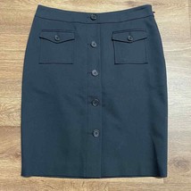 Ann Taylor Black Straight Pencil Skirt Button Front Size 2P Petites Stretch - $27.72