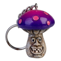 Smiling Magic Mushroom Keychain - Purple - £12.95 GBP