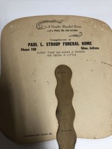 1950s Paper Hand Fan Paddle Fan Advertisement Stroup Funeral Home Oden Indiana - £14.93 GBP