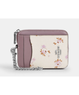 Coach Zip Card Case w/ Floral Print ID Chain Wallet Bag Charm ~NWT~ CAU43 - $1,413.68 MXN