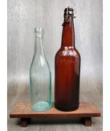 2 Vintage Hamm&#39;s Embossed Glass Beer Bottles Swing Cap Blob Top St Paul ... - £78.06 GBP