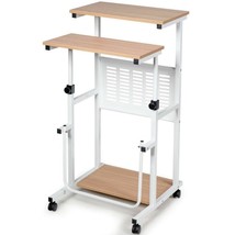 Multifunction Adjustable Height Mobile Stand-Up Computer Desk Work Station - £148.75 GBP