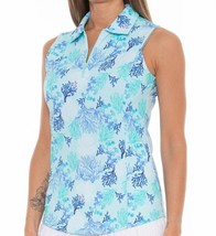 NWT Gottex G LIFESTYLE Coral Reef Aqua Tonal Sleeveless Golf Tennis Shirt  Small - £51.12 GBP