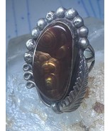 Fire Agate ring Navajo sterling silver  beaded design size 5 women girls - $4,383.35 MXN