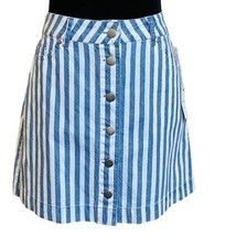 Forever 21 Contemporary Striped Skirt Blue White Button Up Size Medium - £14.95 GBP
