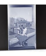 Vintage Photo Négative Two Women On Roof Top Hugging Affectionate 1920s - $13.80 CAD