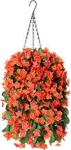 Hanging Artificial Flowers Basket, Fake Hanging Plant, Silk Orchid Flowers, Faux - £36.70 GBP