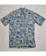 Vintage Maui Sunset Mens Hawaiian Shirt Sz S 3 Button Pullover Blue Isla... - £28.17 GBP