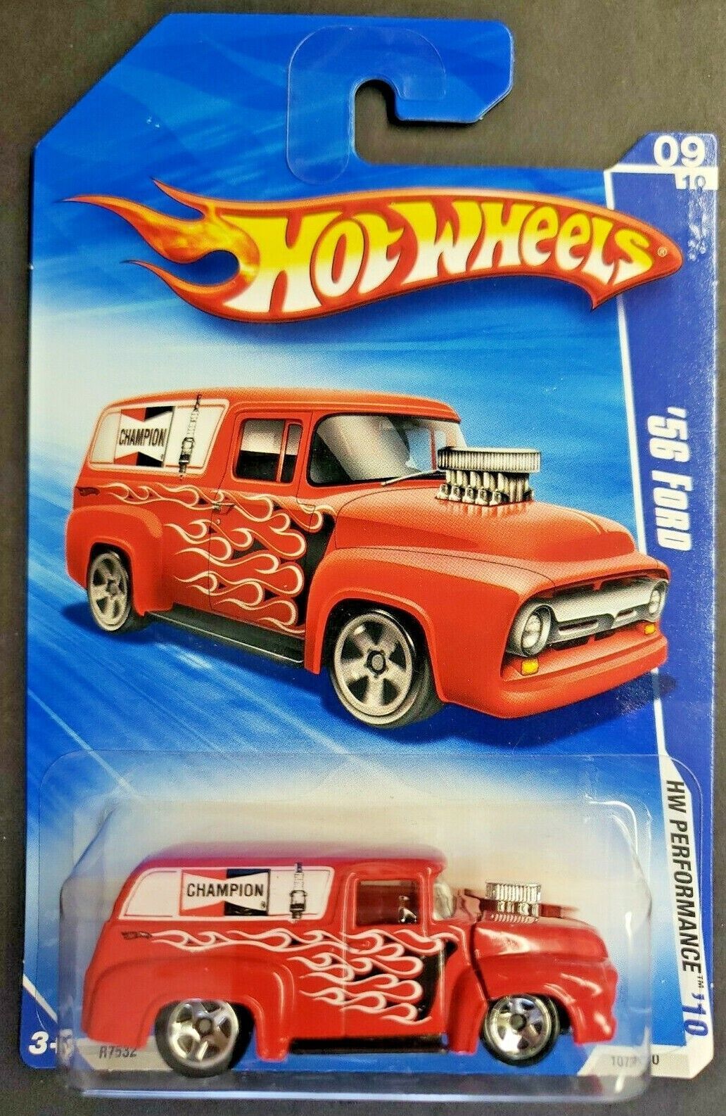 2010 Hot Wheels 1956 Ford Delivery Truck #107 Champion Spark Plug Red  HW14 - £9.43 GBP