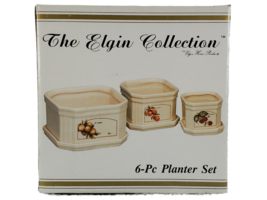 Vintage 1989 Elgin Home Collection Square Porcelain Planters with Underplates - £41.69 GBP