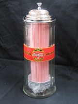 Coca-Cola  Glass Straw Dispenser Drink Coca Cola 5 Cents with straws - £17.50 GBP