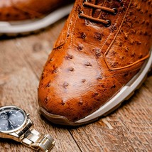 genuine ostrich quill fashion sneaker Shoes Scanno Antique Cognac image 11
