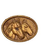 Vintage Horse Head Belt Buckle Gold Tone Western Equestrian Oval Taiwan 3x2 - $16.20