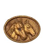 Vintage Horse Head Belt Buckle Gold Tone Western Equestrian Oval Taiwan 3x2 - $16.20