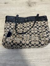 Coach Signature Jacquard Fabric Leather Large Tote Bag 29423 Purse - $49.50