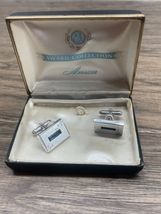 Vintage Anson Award Collection Silver Tone Blue Stone Cuff Links Estate ... - $11.88