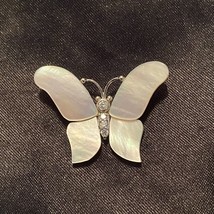Vintage 1.5” Mother of Pearl Crystal Butterfly Charm - £15.98 GBP