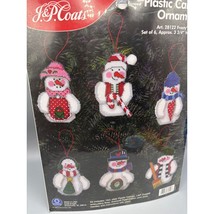 J&amp;P Coats Plastic Canvas Ornaments Kit Frosty&#39;s Friends Set of 6 Unopened - $293.32 MXN