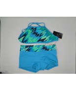 NWT $98 Nike 2 Pc Women&#39;s Blue/Green Bikini Swimsuit NESS8389 Set Sz S - $761.32 MXN