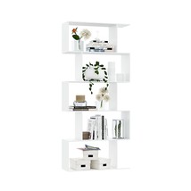 Bookshelf 5-Tier, Geometric Bookcase S Shaped Book Shelves For Bedroom, Modern W - £109.34 GBP