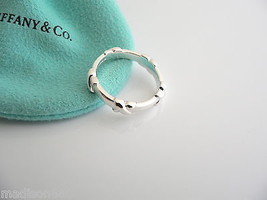 Tiffany &amp; Co Silver Signature X Stacking Ring Band Sz 8.75 Rare Mint Gift Pouch - £358.20 GBP