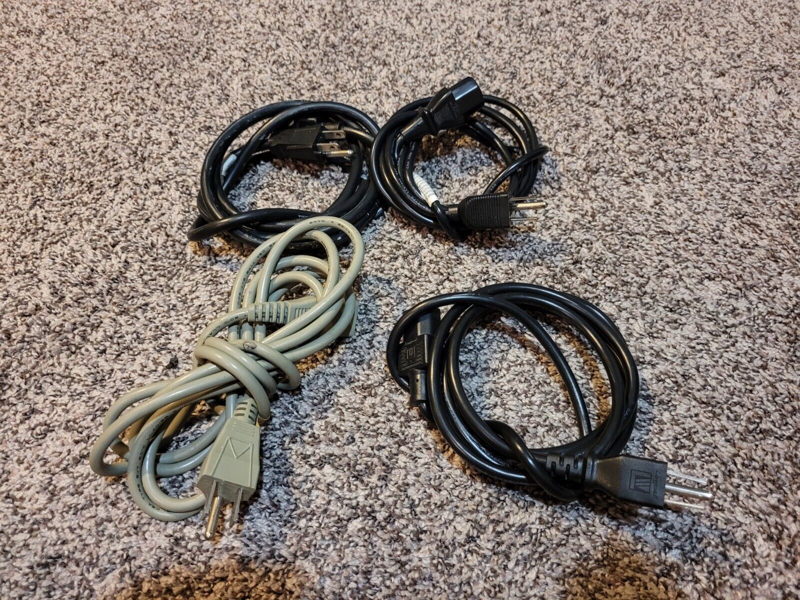 LOT of 4 USED Computer/Monitor/Printer 3 Prong Cables US AC Power Cords - $17.00