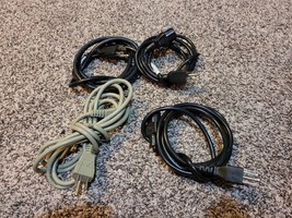 LOT of 4 USED Computer/Monitor/Printer 3 Prong Cables US AC Power Cords - £12.59 GBP