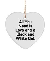 Inspirational Black and White Cat Heart Ornament, All You Need is Love and a, Pr - £13.27 GBP