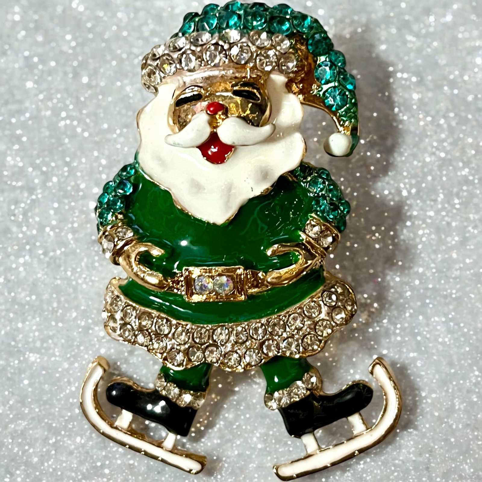 Charming Santa & Skate Shoes Brooch Pin. Red,  Purple or Green