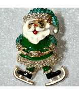 Charming Santa &amp; Skate Shoes Brooch Pin with Sparkling Faux Crystals for... - £9.43 GBP