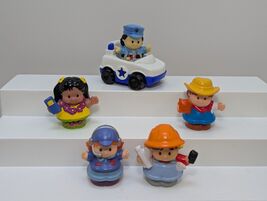Fisher-Price Little People Lot 5 Figures Police car Pilot Farmer Tourist + - $14.84